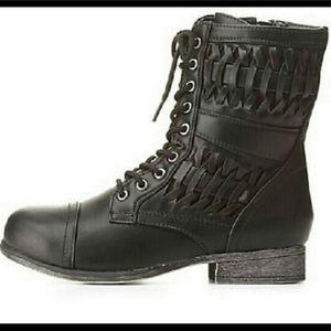 Basket woven booties.